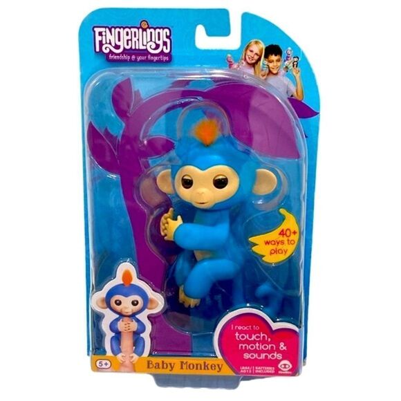 WowWee Fingerlings Interactive Pet Baby Monkey Boris 40+ Ways To Play Blue NWT - Picture 1 of 7
